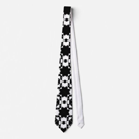 Minimalist retro check pattern – Monochrome design ネクタイ (正面)