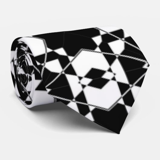 Minimalist retro check pattern – Monochrome design ネクタイ (ロール)