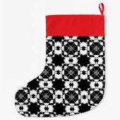 Minimalist retro check pattern – Monochrome design ラージクリスマスストッキング (裏面)