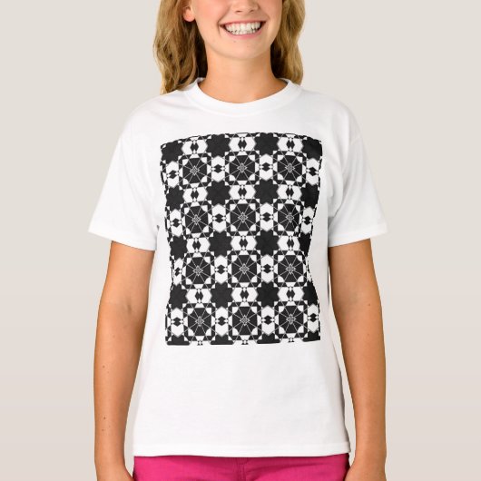 Minimalist retro check pattern – Monochrome design Tシャツ (正面)