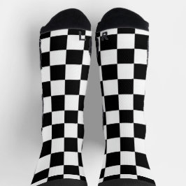 Minimalist Retro Checkered – Monochrome Streetwear ソックス