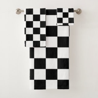 Minimalist Retro Checkered – Monochrome Streetwear バスタオルセット