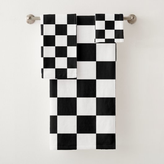 Minimalist Retro Checkered – Monochrome Streetwear バスタオルセット (インサイチュ)
