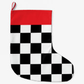 Minimalist Retro Checkered – Monochrome Streetwear ラージクリスマスストッキング (正面)