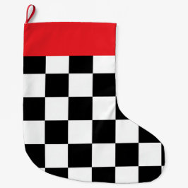 Minimalist Retro Checkered – Monochrome Streetwear ラージクリスマスストッキング