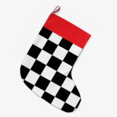 Minimalist Retro Checkered – Monochrome Streetwear ラージクリスマスストッキング (正面 (吊り時))