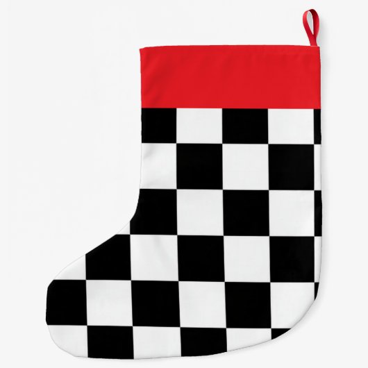 Minimalist Retro Checkered – Monochrome Streetwear ラージクリスマスストッキング (裏面)