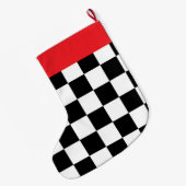 Minimalist Retro Checkered – Monochrome Streetwear ラージクリスマスストッキング (裏面 (吊り時))