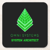 Minimalist Retro-Futurism Omni Systems Tech スクエアペーパーコースター (正面)