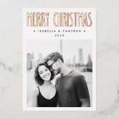 Minimalist retro Merry Christmas minimalist white 箔シーズンカード (正面)