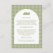 Minimalist Retro Olive green Arch Checker Wedding エンクロージャーカード (正面)