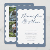 Minimalist Retro Photo Collage Wedding Invitations 招待状 (正面/裏面)