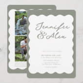 Minimalist Retro Photo Collage Wedding Invitations 招待状 (正面/裏面)
