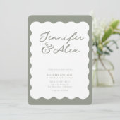 Minimalist Retro Photo Collage Wedding Invitations 招待状 (スタンド正面)