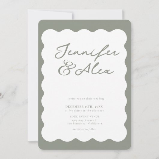 Minimalist Retro Photo Collage Wedding Invitations 招待状 (正面)