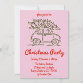 Minimalist Retro Pink Christmas Party Invitation  招待状 (正面)