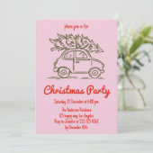 Minimalist Retro Pink Christmas Party Invitation  招待状 (スタンド正面)