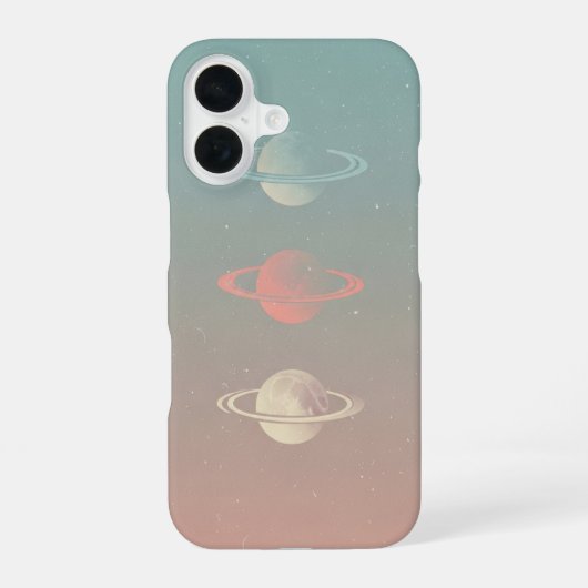 Minimalist Retro Ringed Moons Trio iPhone 16ケース (裏面)
