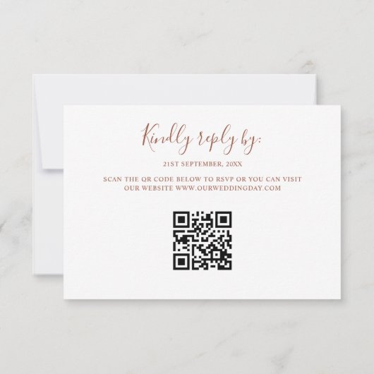 Minimalist Retro Terracotta Arch QR Code RSVP Card (裏面)