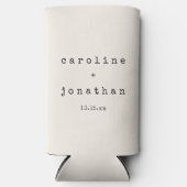 Minimalist Retro Typewriter Custom Wedding Ivory スリム缶クーラー (正面)