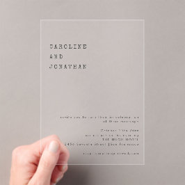 Minimalist Retro Typewriter Font Wedding Simple アクリル招待状