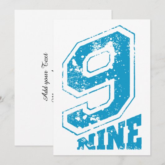 Minimalist Retro Typography Blue Number Nine シーズンカード (正面/裏面)