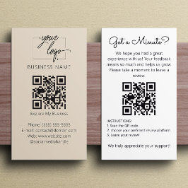 Minimalist Review Request with QR Code Chic Creamy 名刺