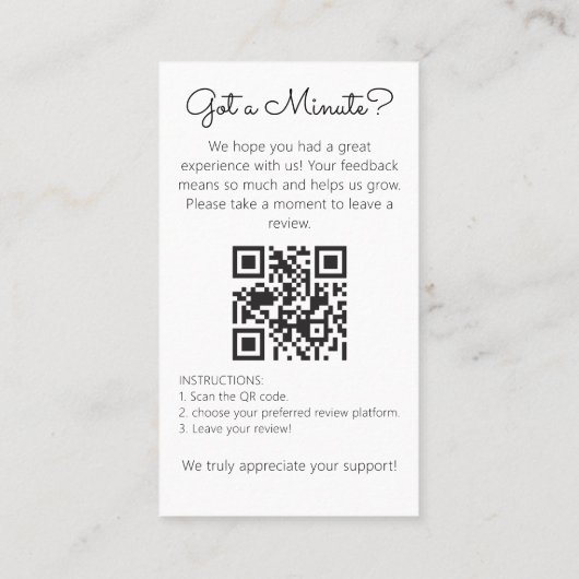 Minimalist Review Request with QR Code Chic Creamy 名刺 (裏面)