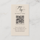 Minimalist Review Request with QR Code Chic Creamy 名刺 (正面)