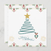 Minimalist Ribbon Tree Christmas Card  シーズンカード (正面/裏面)