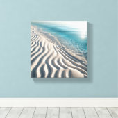 Minimalist Rippled White Sand Beach with Crystal  キャンバスプリント (インサイチュ (ウッドフロア))