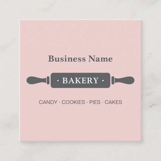 Minimalist Roller Bakery Pink スクエア名刺 (正面)