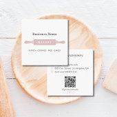 Minimalist Roller Bakery White Pink スクエア名刺
