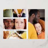 Minimalist Romantic 4 Wedding Engagement Photos 箔招待状 (正面)