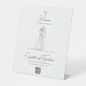 Minimalist Romantic Couple Bridal Flowers Welcome 台座サイン (正面)