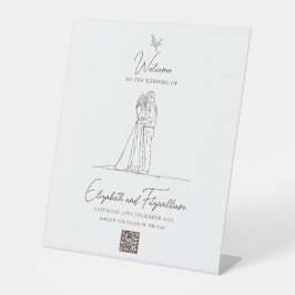 Minimalist Romantic Couple Bridal Flowers Welcome 台座サイン