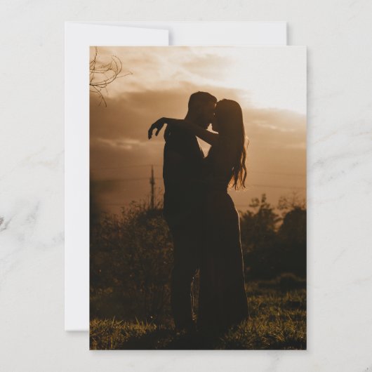 Minimalist Romantic Script Burgundy Gold Wedding  招待状 (裏面)