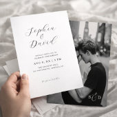 Minimalist Romantic Script Chic Photo Wedding 招待状