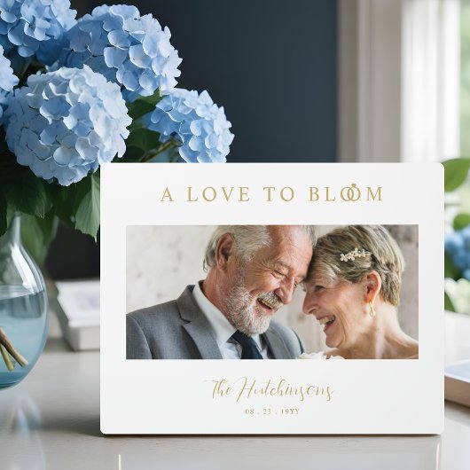 Minimalist Romantic Wedding Anniversary Faux GoLD フォトプラーク