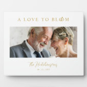 Minimalist Romantic Wedding Anniversary Faux GoLD フォトプラーク (正面)