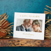 Minimalist Romantic Wedding Anniversary Faux GoLD フォトプラーク (側面)