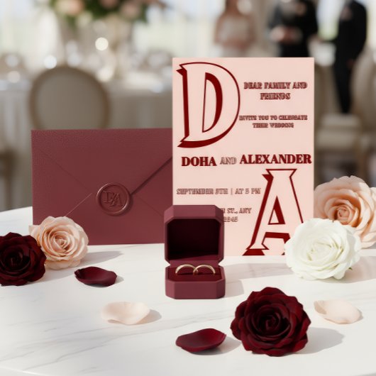 Minimalist Romantic Wedding invitation 箔招待状