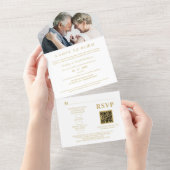 Minimalist Romantic Wedding Photo Anniversary オールインワン招待状 (貼ってはがせる)