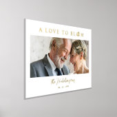 Minimalist Romantic Wedding Photo Anniversary Gold 箔ポスター (レイダウン)