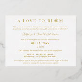 Minimalist Romantic Wedding Photo Anniversary Gold 箔招待状 (裏面)