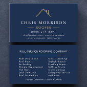 Minimalist Roofer Navy Blue Gold Modern 名刺