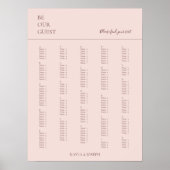 Minimalist Rose Alphabetical Wedding Seating Chart ポスター (正面)