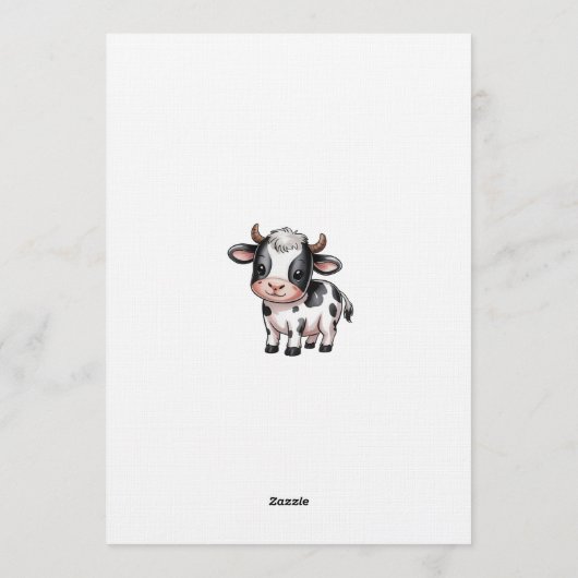 Minimalist Rose Beige Invitation Cow Birthday  招待状 (裏面)