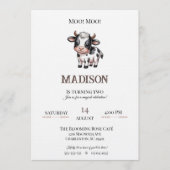 Minimalist Rose Beige Invitation Cow Birthday  招待状 (正面)