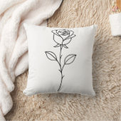 Minimalist Rose Botanical Line Art クッション (ブランケット)